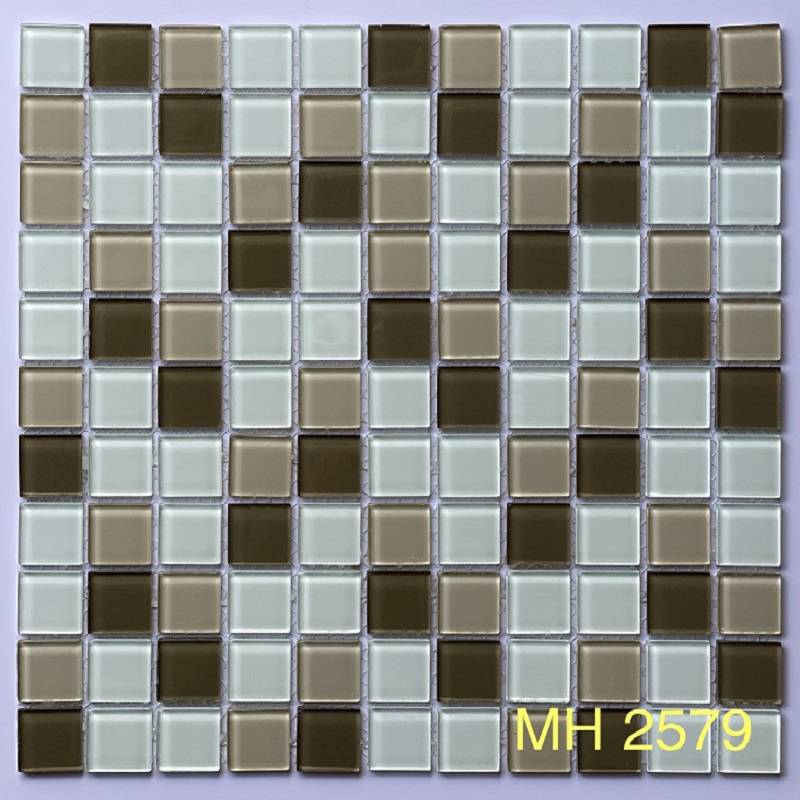 Gạch mosaic thủy tinh ốp bể bơi 25x25mm MH 2579