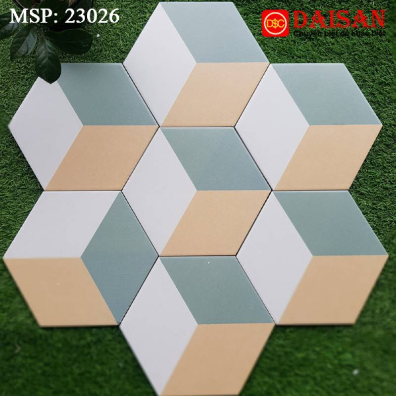 Gạch bông men lục giác nhập khẩu kích thước 200*230mm 23026