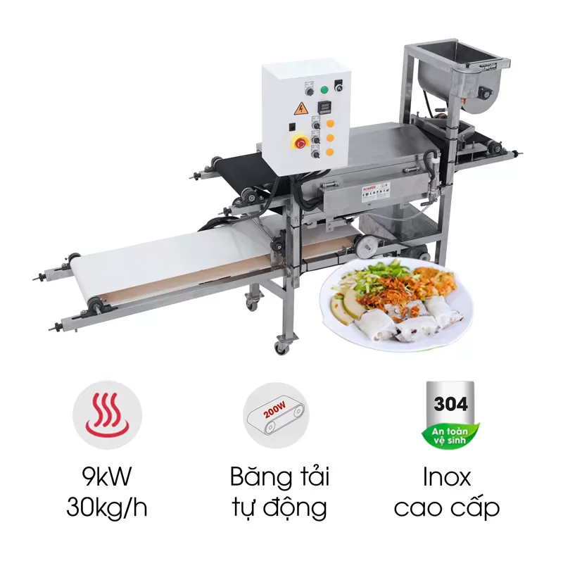 Máy tráng bánh cuốn tự động 30kg/giờ - Hấp bánh mềm mỏng