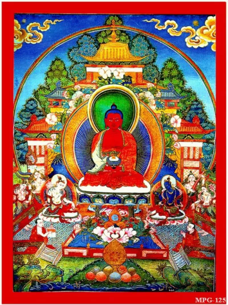Tranh dán tường phòng thờ in hình Phật Giáo sang trọng 
