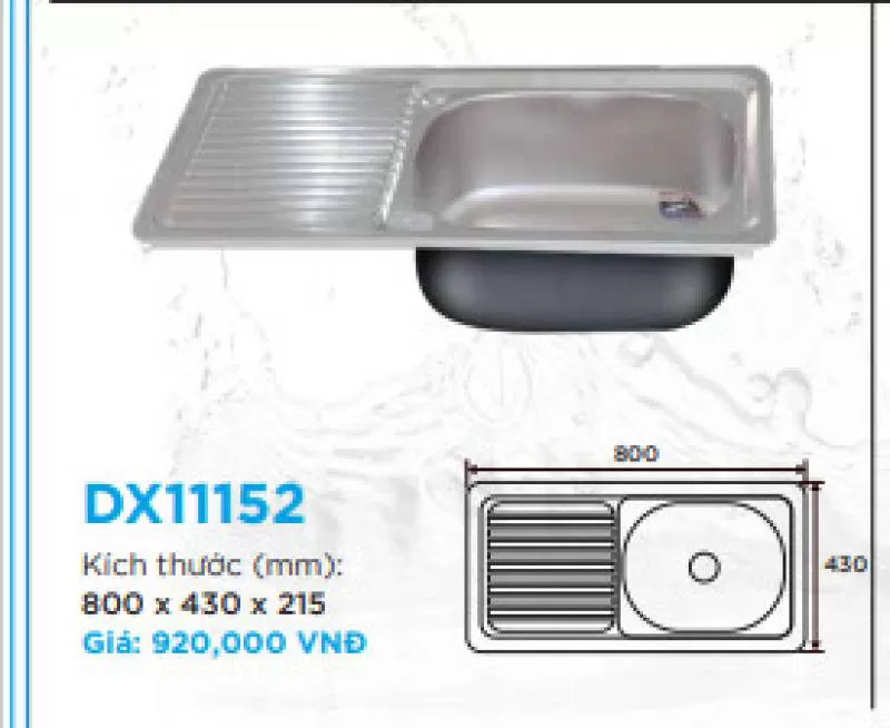DX11152-ĐT CHẬU RỬA CHÉN 1 HỘC+ 1 CÁNH ĐẠI THÀNH-code 107005
