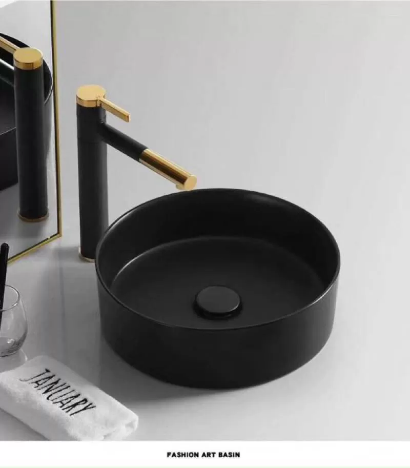 LAVABO ĐẶT BÀN HÌNH TRÒN-MÀU ĐEN-CODE 106701