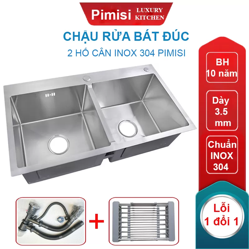 Chậu rửa bát inox 304 Pimisi PR-7843C đúc cao cấp