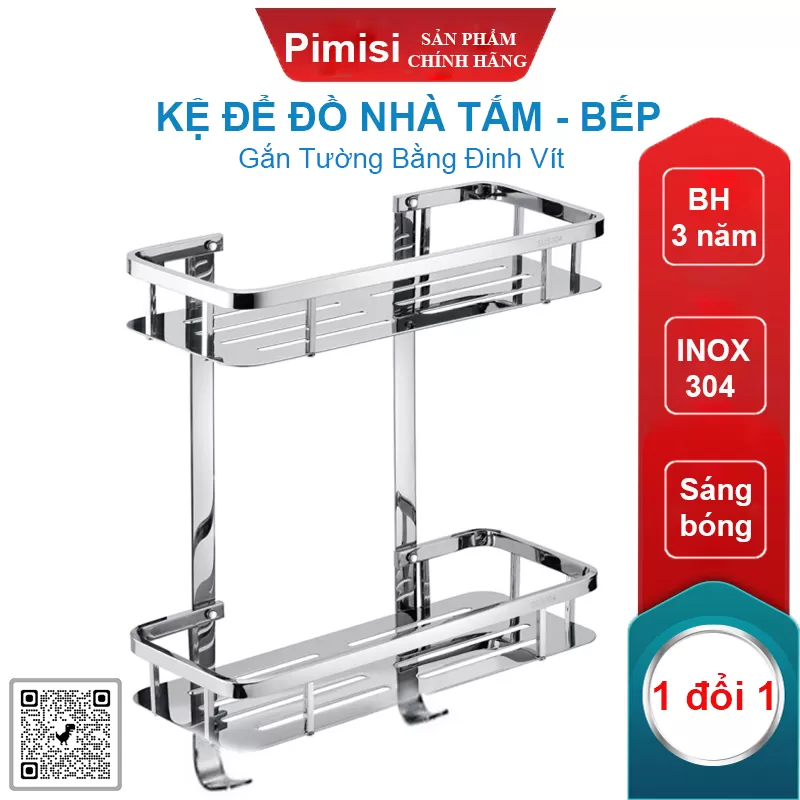 Kệ nhà tắm inox 304 Pimisi PK-026T gắn được góc tường