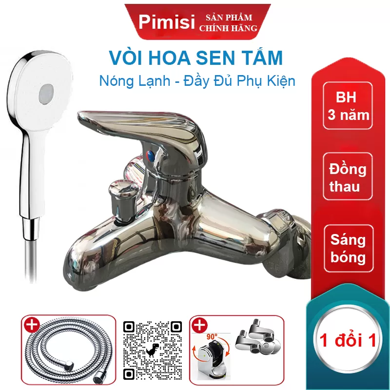 Vòi hoa sen tắm nóng lạnh Pimisi PS-101C đồng thau 
