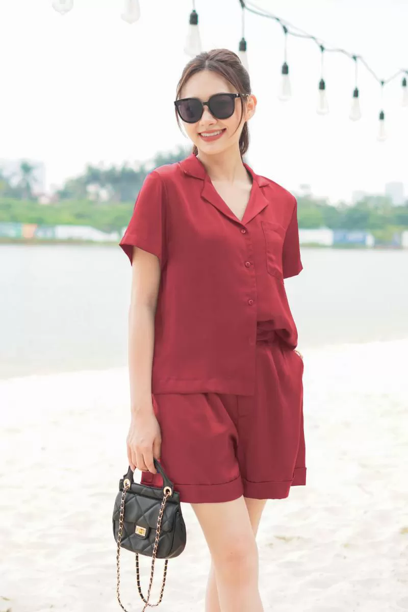 Bộ ngọc trai Pijama chất lụa mềm mại, đồ bộ nữ mùa hè Cardina