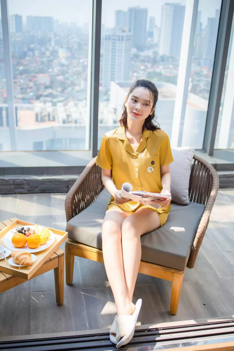 Bộ Pijama lụa quần đùi áo cộc tay, đồ bộ mặc nhà nữ cao cấp