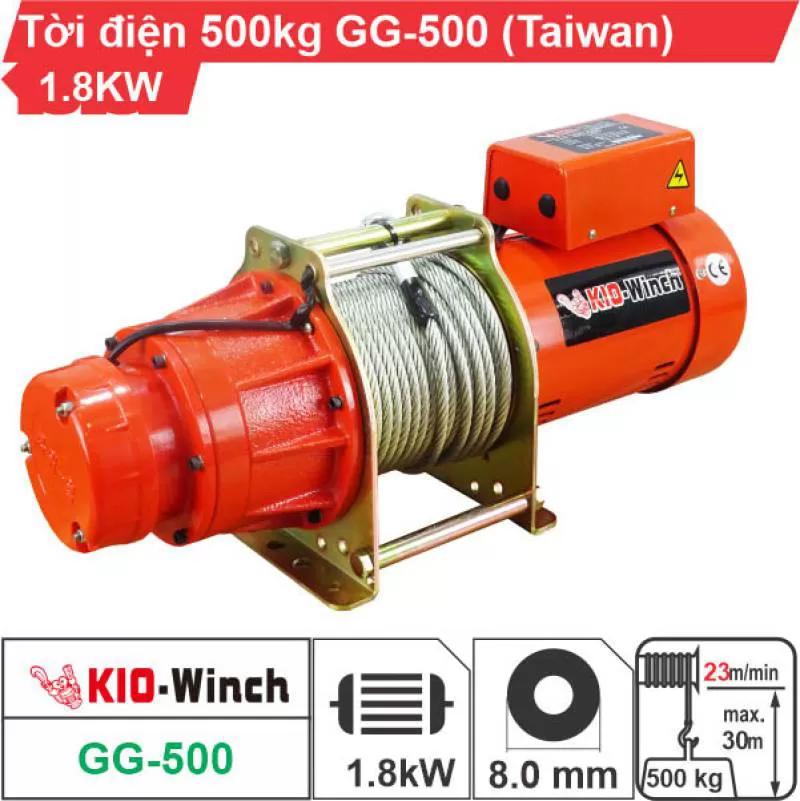 Máy tời nhanh xây dựng 500kg 23m/phút KIO Winch GG-500 