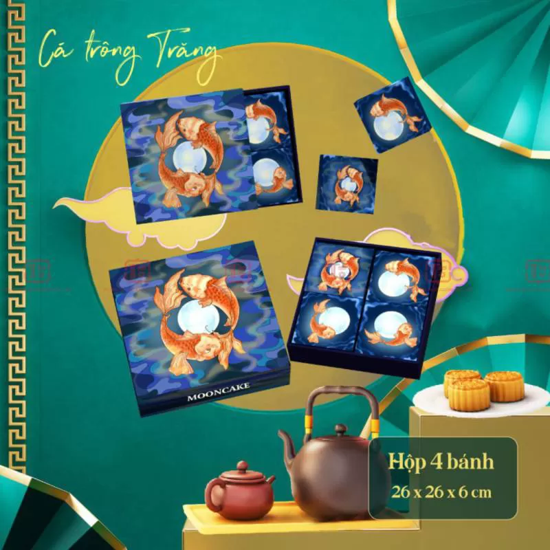 Mẫu hộp Trung Thu 2023 chủ đề Cá Trông Trăng