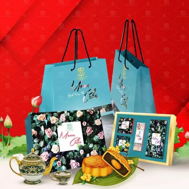 Mẫu hộp trung thu 4 bánh cho ngày Tết Đoàn Viên 2022