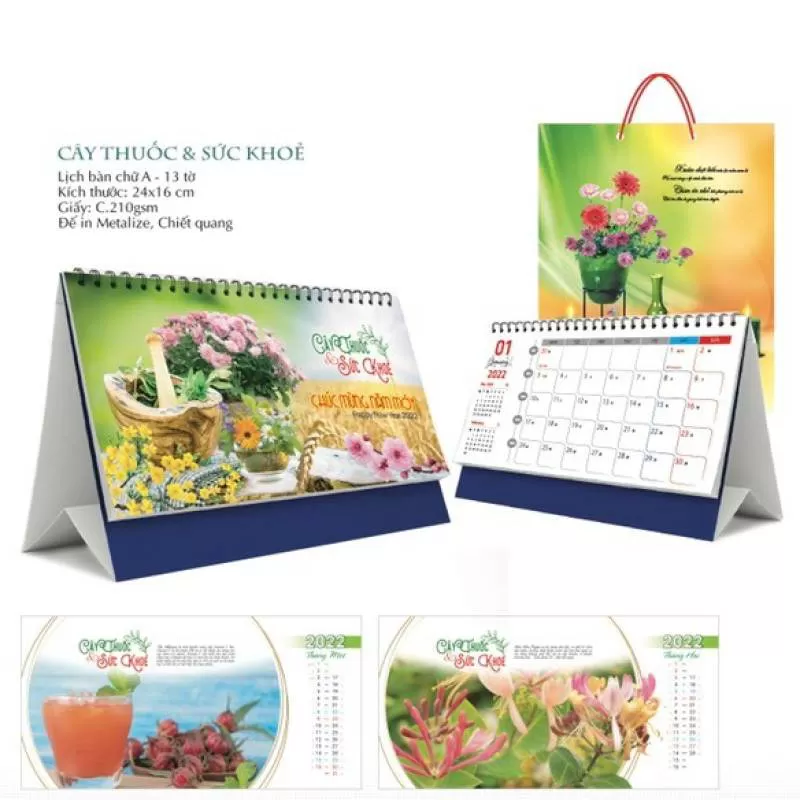 Lịch để bàn 2022 chủ đề cây thuốc và sức khỏe