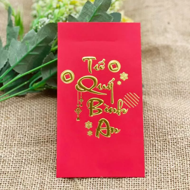 Mẫu bao lì xì ép kim Tứ Quý Bình An 2022