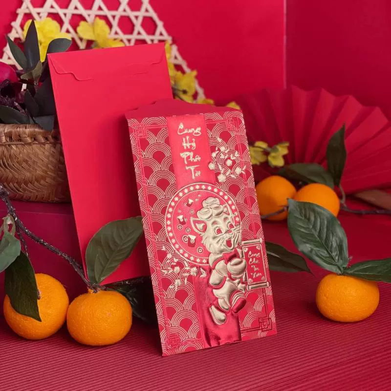 Bao lì xì 2023 Cung Hỷ Phát Tài họa tiết mèo thần tài