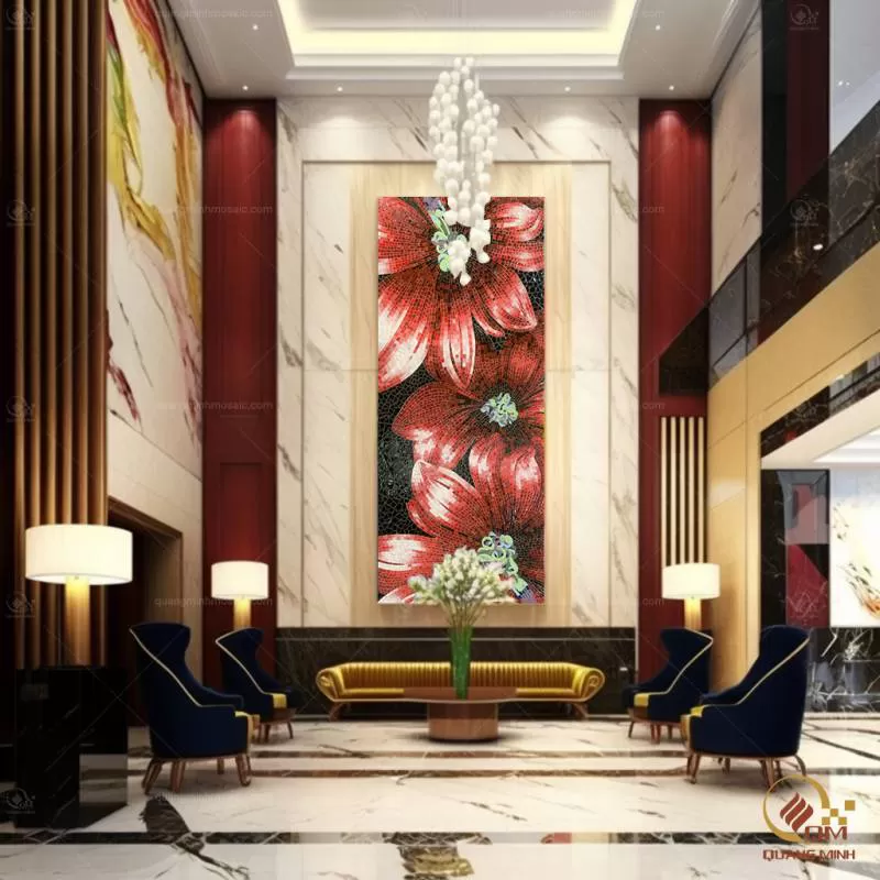 Tranh Mosaic Gốm Hoa Daisy QM-DSY01