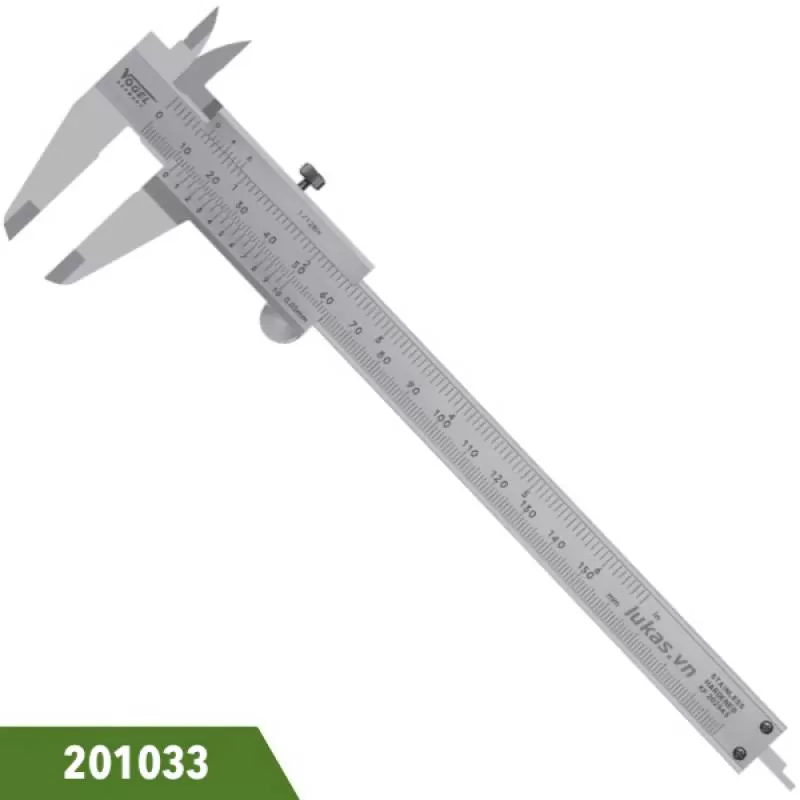 Thước cặp 150mm loại cơ, bằng inox, ngàm 40x16mm, Vogel 201033 