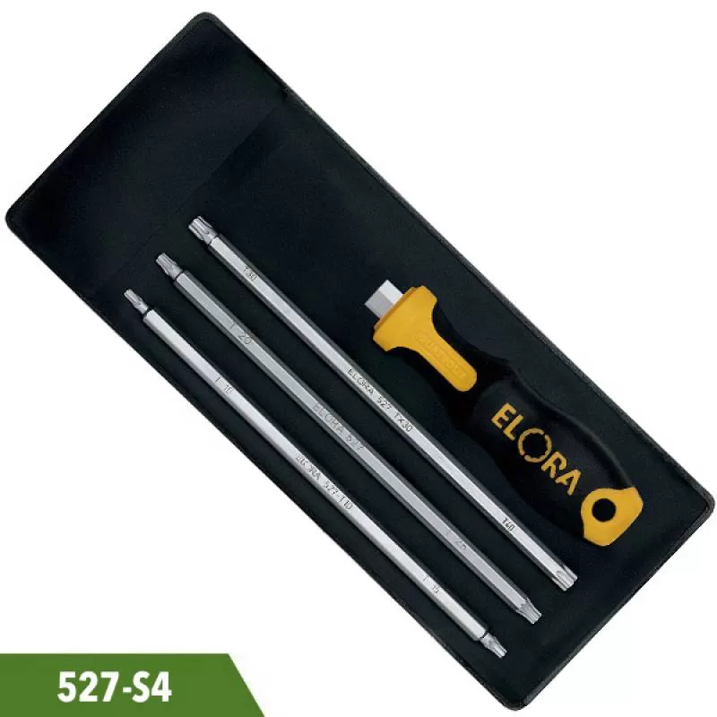 Bộ tô vít đầu sao 4 chi tiết 2 đầu tháo lắp 527-S4 Elora Germany