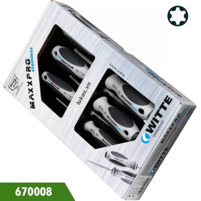 Bộ tô vít sao bằng inox 6 món T10-T40, Witte 670008 