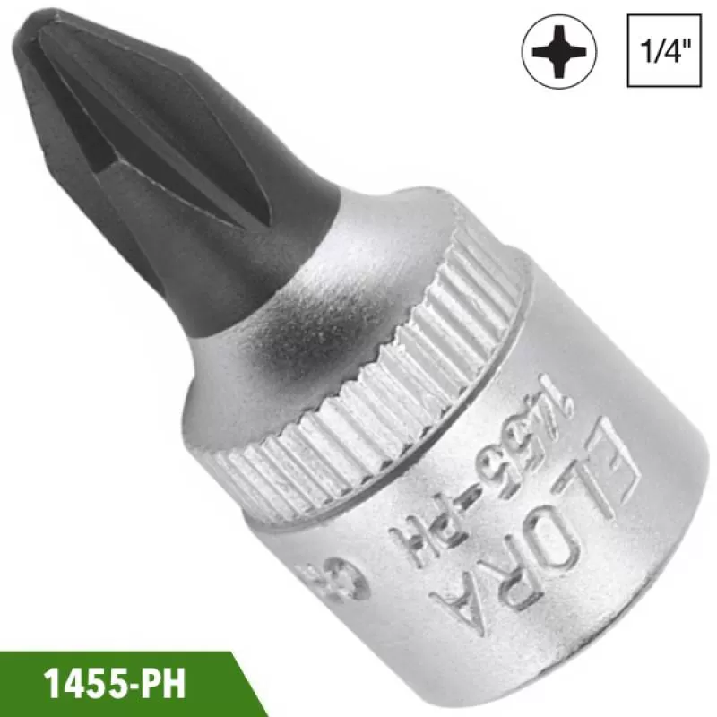 Đầu tuýp mũi 4 cạnh đầu vuông 1/4 inch từ PH1-PH4, Elora 1455-PH 