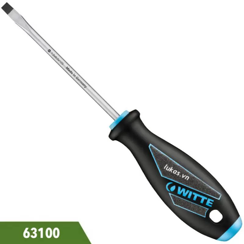 Tuốc nơ vít dẹt 63100 thân tròn cán nhựa WITTE Germany
