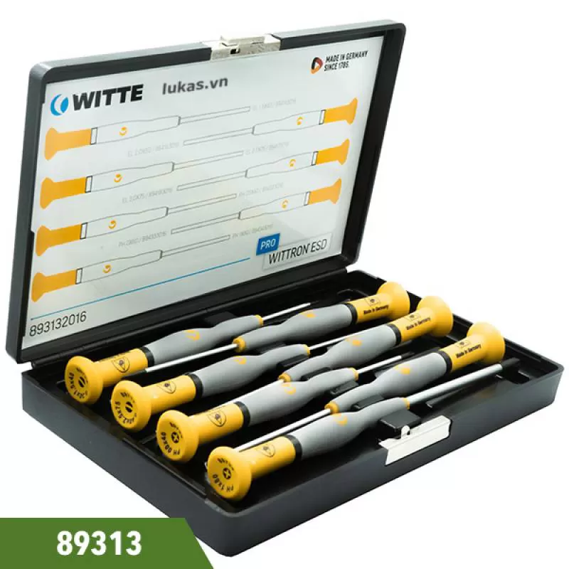 Bộ tô vít 7 món ESD chống tĩnh điện đầu dẹt và pake Witte 89313