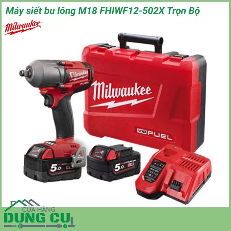Máy siết bu lông Milwaukee M18 FHIWF12-502X Trọn Bộ 