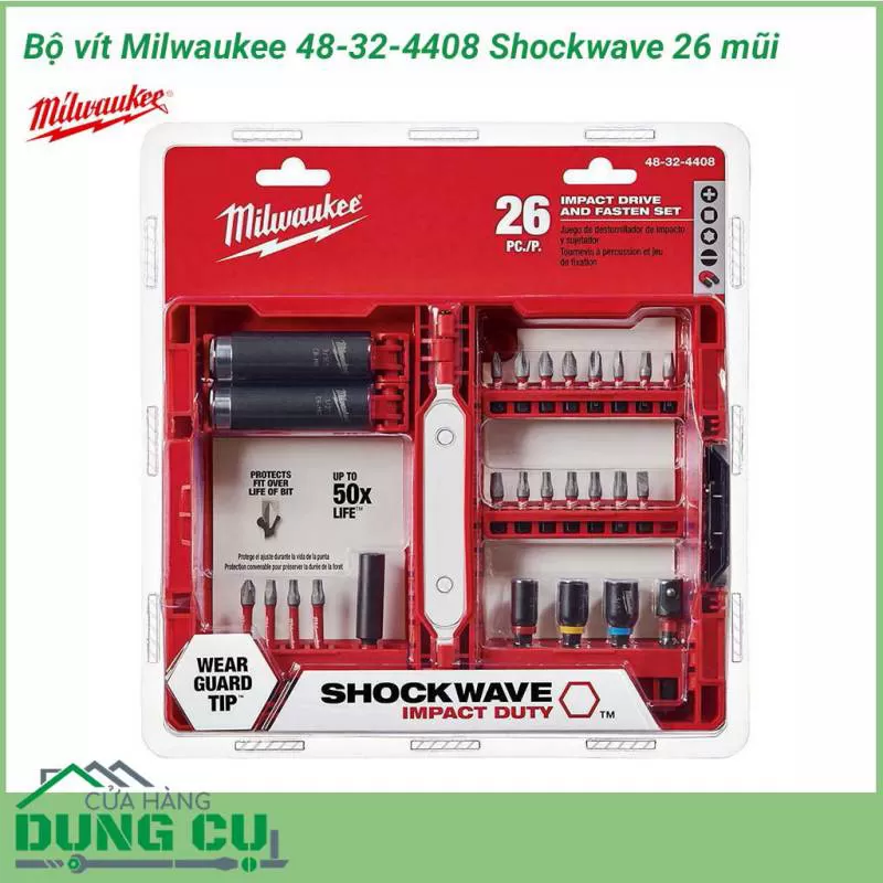 Bộ mũi vít 26 chi tiết Milwaukee đa năng 48-32-4408 