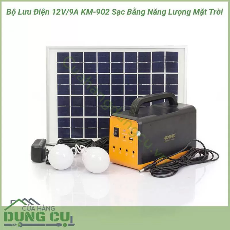 Bộ lưu điện 12V/9A KM-902 sạc bằng năng lượng mặt trời 