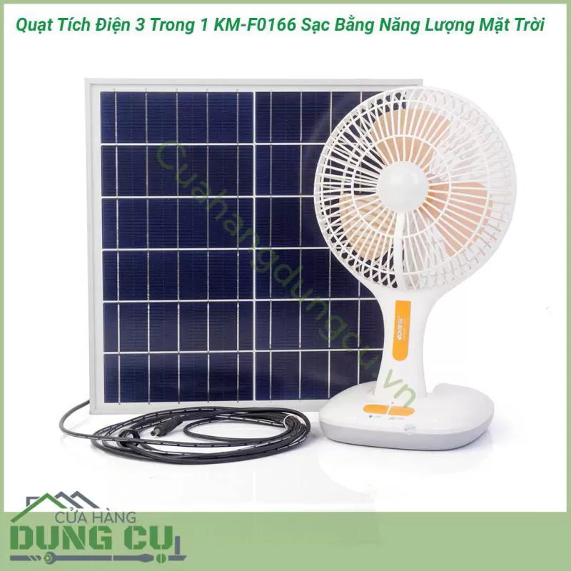 Quạt tích điện sạc bằng năng lượng mặt trời KM-F0166 