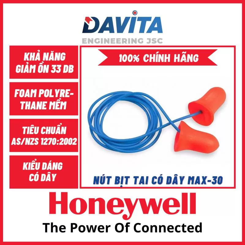 [10 Cặp] Nút Bịt Tai Chống Ồn Có Dây Honeywell MAX-30 