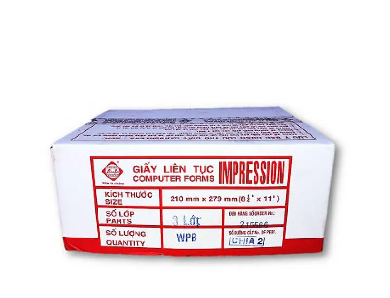 Giấy liên tục 3 liên 210x279mm - chia 2