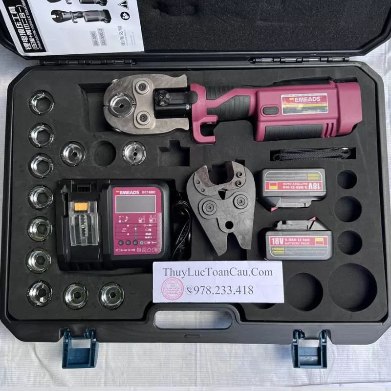 Máy ép cos - Cắt cáp 2 in 1 dùng Pin GES-300C-2