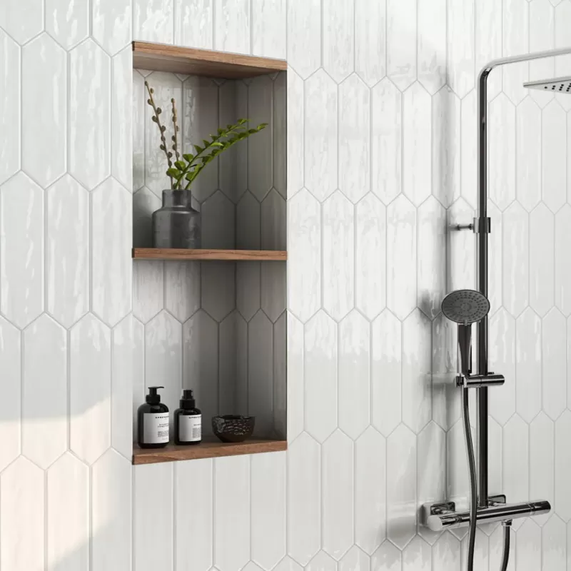 Gạch thẻ mũi tên trắng mờ 75x300mm #990018