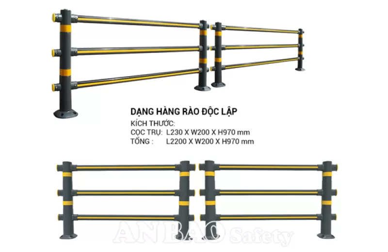 Rào phân làn ba thanh dạng độc lập - An Bảo Safety