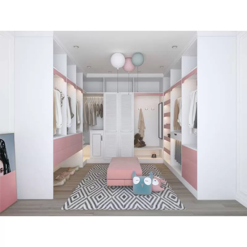 Phòng Thay Quần Áo Màu Hồng Trẻ Trung Hiện Đại