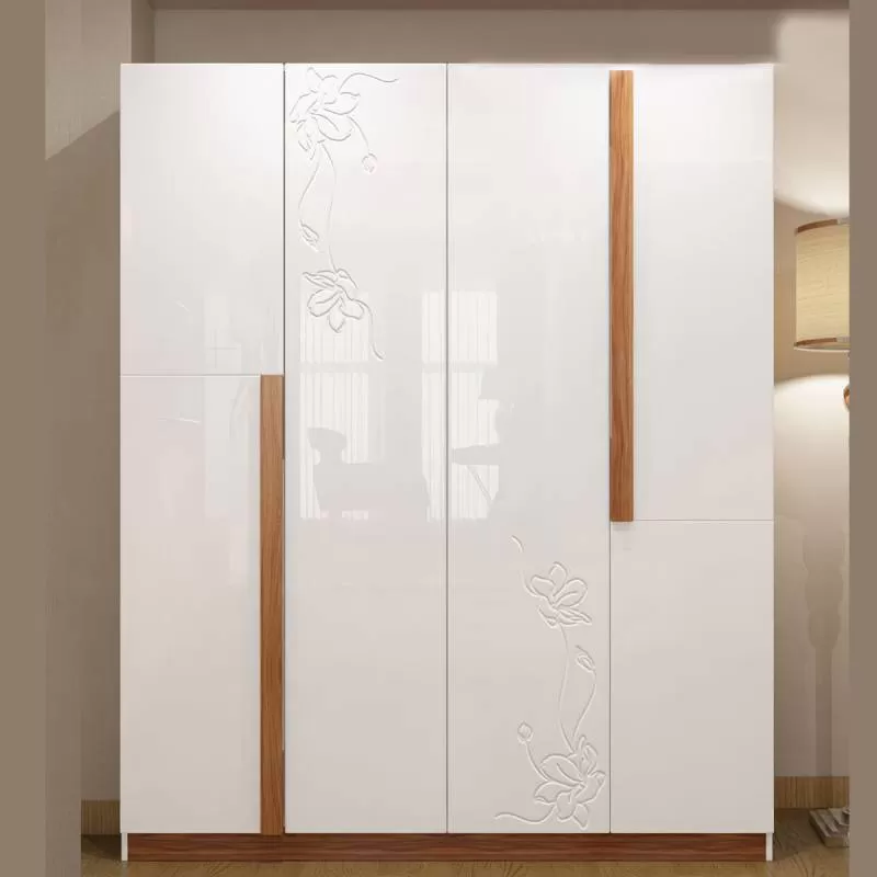 Tủ Áo Quần Gỗ Công Nghiệp Cánh Sơn Trắng 2k Chạm Hoa Văn Tinh Tế 