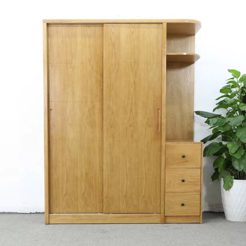 Tủ Quần Áo Cánh Lùa Hiện Đại Màu Sồi Có Kệ Trang Trí Bền Đẹp Giá Rẻ