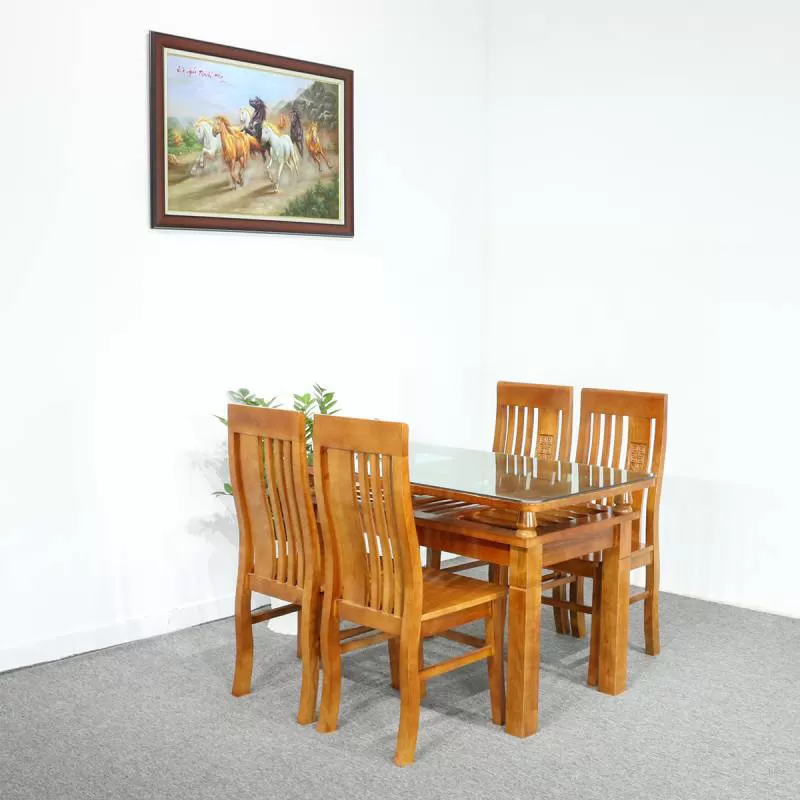 Bàn Ăn Gỗ Sồi 4 Ghế 2 Tầng Giá Rẻ tại TP HCM - Nội Thất ViVa 