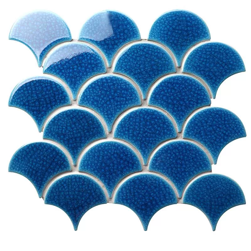 Gạch mosaic vảy cá xanh đậm 290x274mm mã SH-XFB90066 