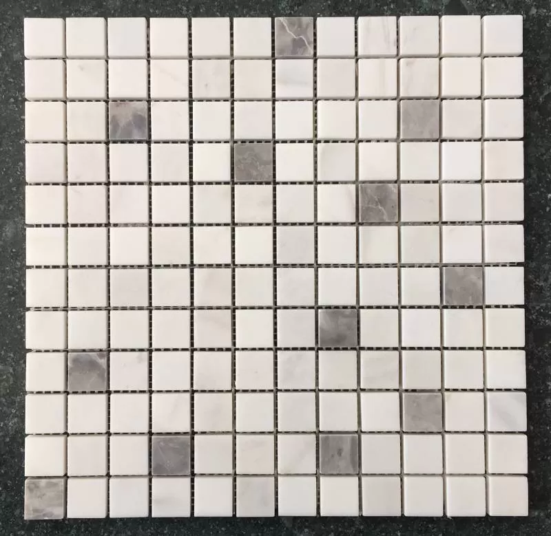 Đá mosaic tự nhiên trắng sữa mix ghi xám trang trí cao cấp 