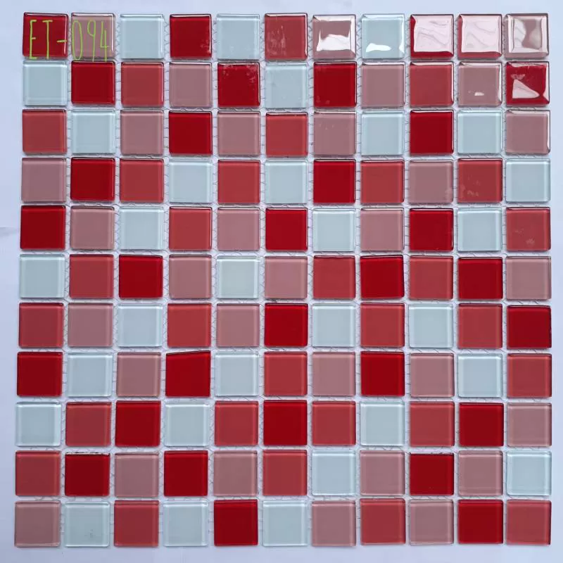 Gạch Mosaic Thủy Tinh Ốp Lát Trang Trí 25*25*3.8mm Trộn Màu ET-094