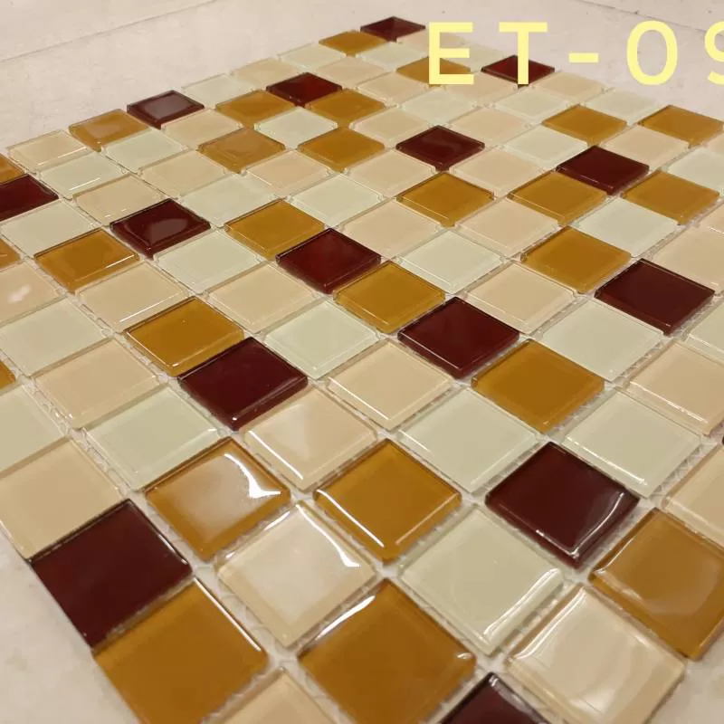 Gạch Mosaic Thủy Tinh Ốp Lát Trang Trí 25*25*3.8mm Trộn Màu ET-093 