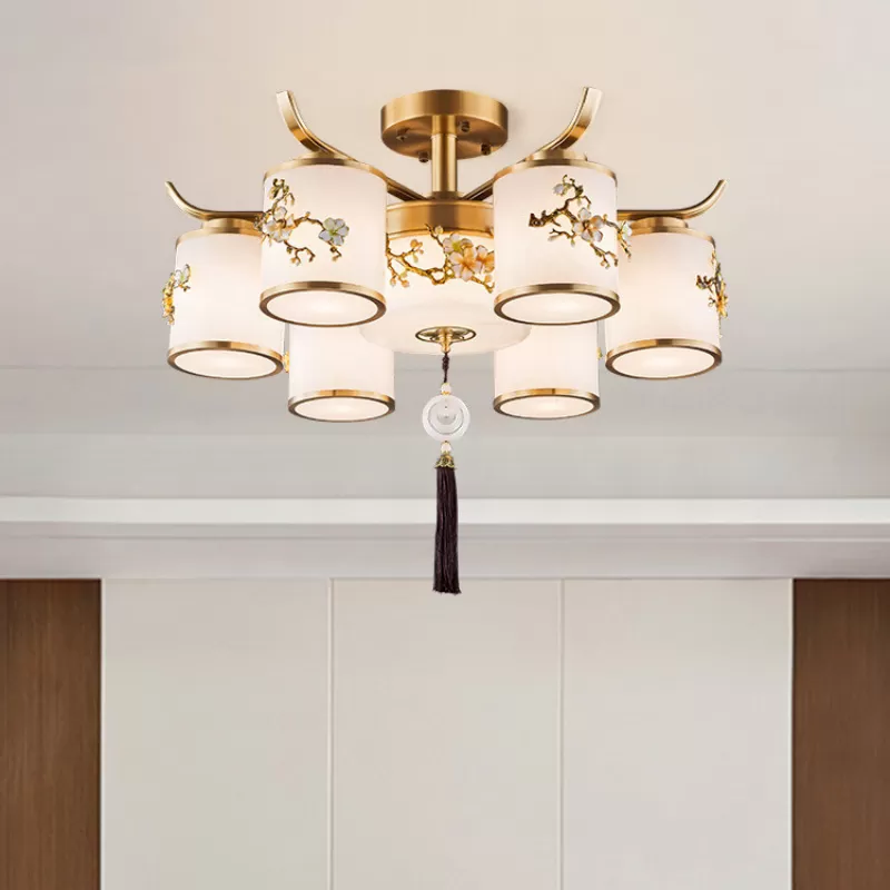 Đèn chùm decor đồng thau hoa mai khoe sắc MZ6894