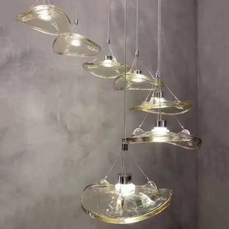 Đèn thả thủy tinh lá sen trong suốt độc đáo ZYL078 
