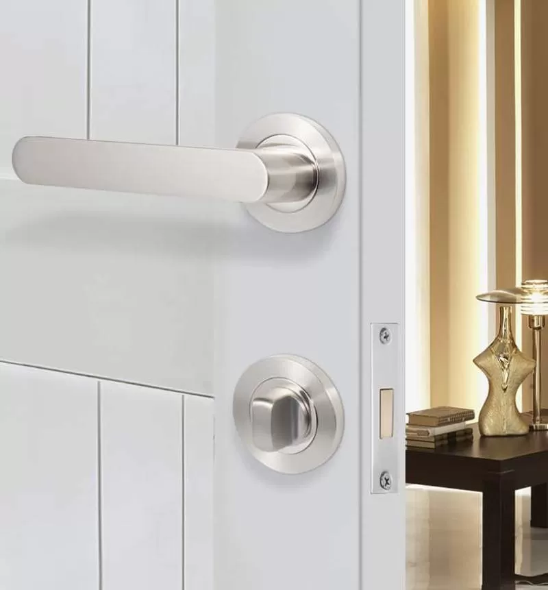 Khóa cửa phòng không chìa màu bạc gương DFL-713DS 
