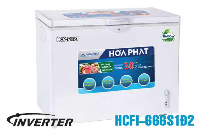 HCFI 666S1Ð2, Tủ đông Hòa Phát inverter 352 lít 1 ngăn 2 cánh 