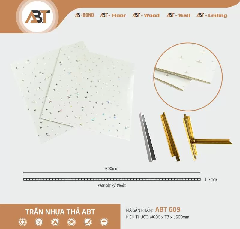 Trần nhựa thả ABT 609 ( KT: 60*60)