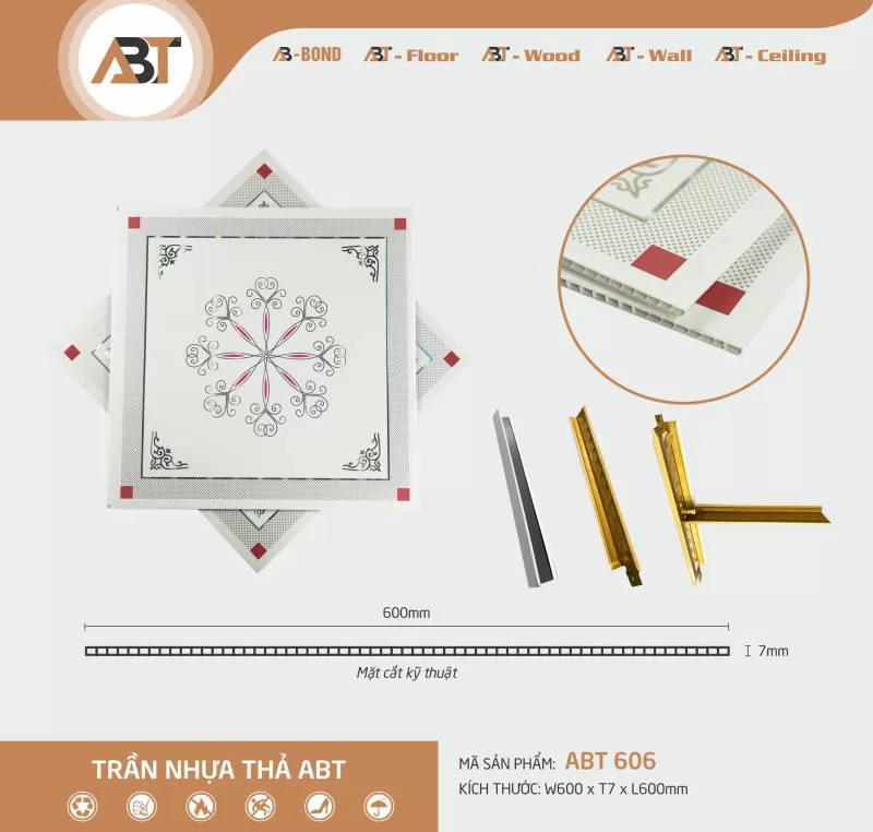 Trần nhựa thả ABT 606 ( KT : 60*60 )