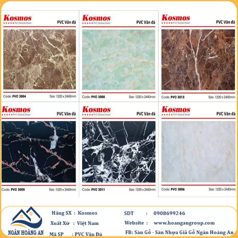 Tấm Nhựa Ốp Tường PVC Giả Vân Đá Kosmos Dày 3.2mm