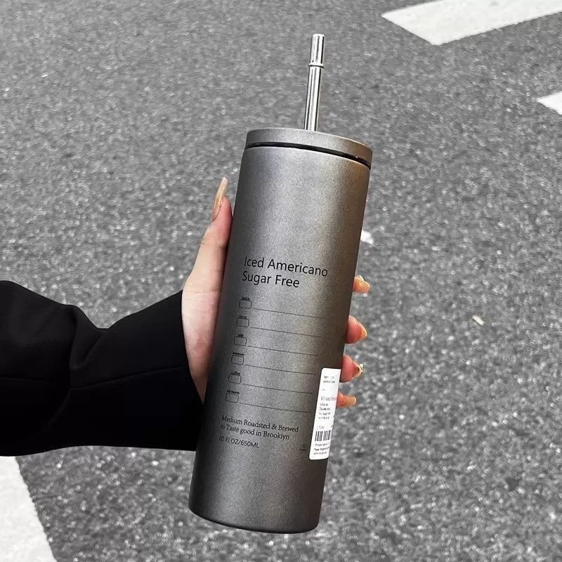 Ly giữ nhiệt Inox trụ cao - Xám cao cấp, ly giữ nhiệt chính hãng