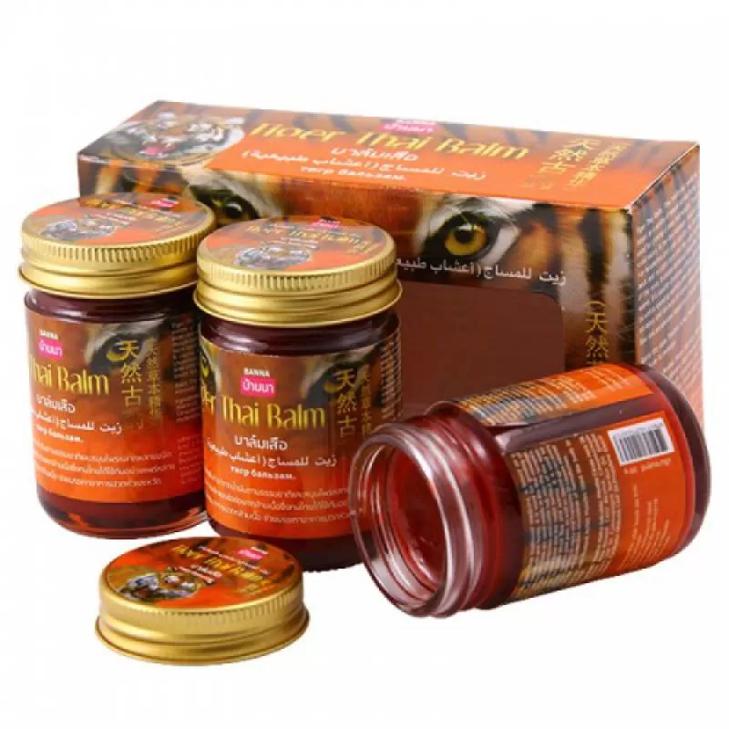 Combo 3 Chai Dầu Cù Là Hổ Banna Tiger Thai Balm 50g Thái Lan [Không Có Hộp] 